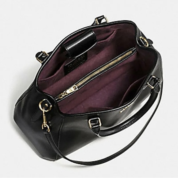 COACH F57527 SMALL MARGOT CARRYALL CROSSGRAIN LEATHER BLACK - Picture 12 of 16